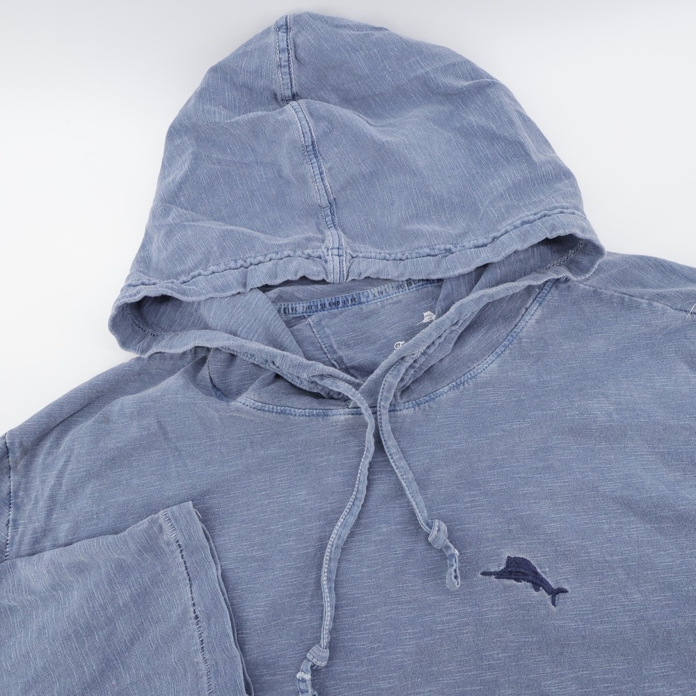 Tommy Bahama Embroidered Organic Cotton Hoodie Blue Long Sleeve Mens Large - Picture 1 of 8